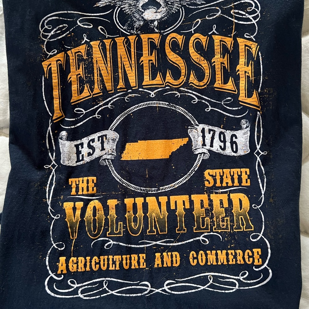 University of Tennessee Volunteer Graphic Tee - Navy with Orange & White Print